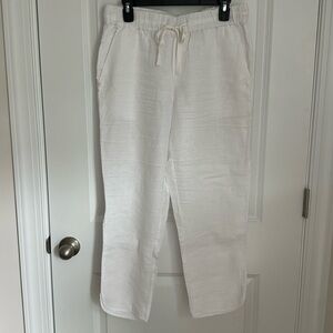 White linen pants